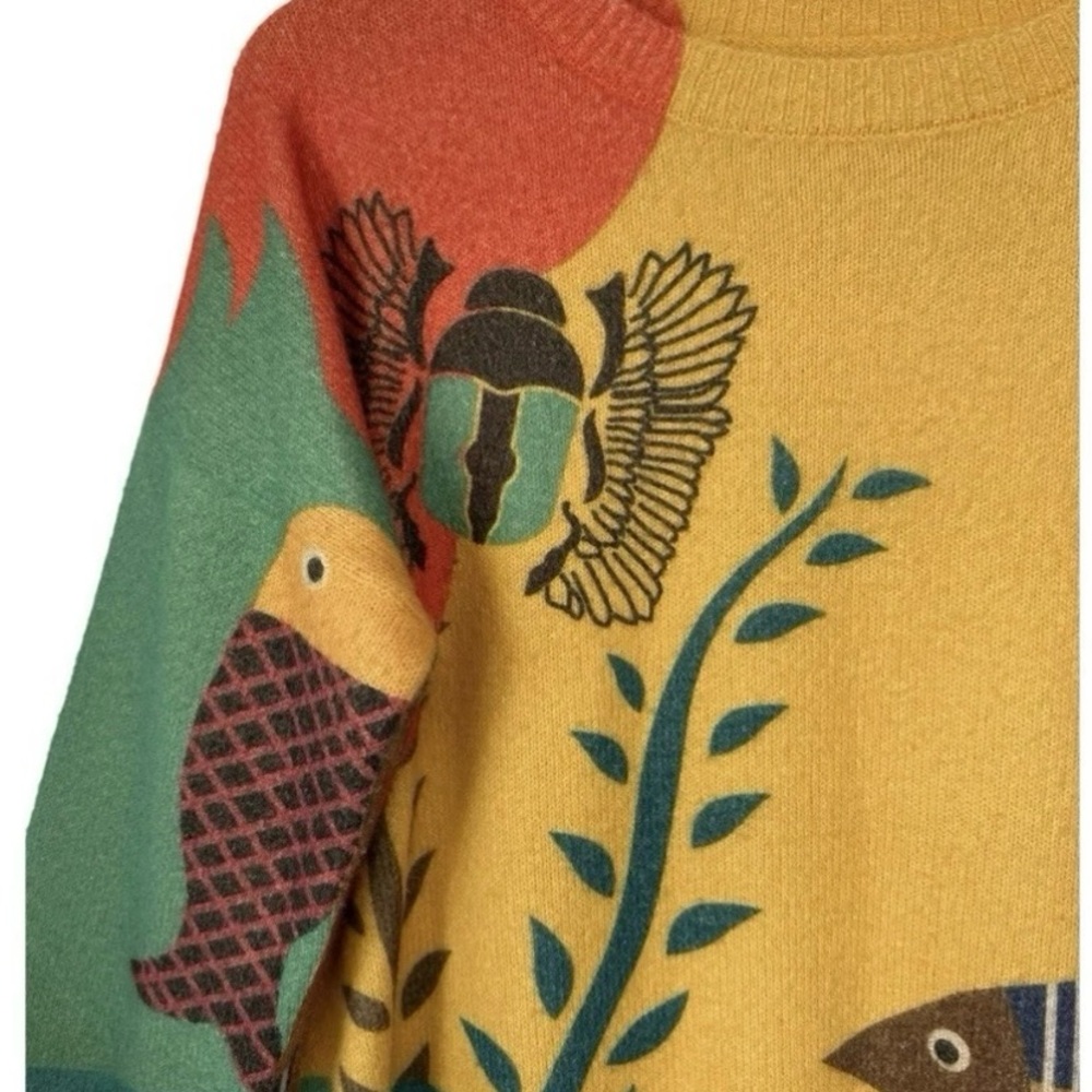 Wool Blend Sweater Plush Fish/ sea life  Print Outdoor Winter Oversized women’s - Picture 6 of 10